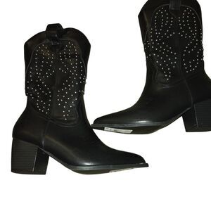 Black Studded Women's Western Boots